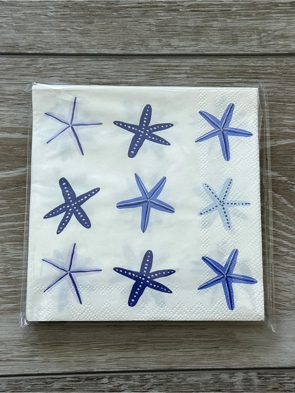NWT Blue Starfish Beverage Cocktail Napkins Package of 20 Pool Beach Party etc